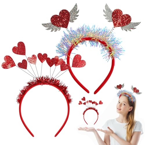 KERANEET Herz Haarreif Rot Amor Haarreif Herz Stirnband Herz Blink Stirnband Herz Amor Kostüm Damen Herz Haarschmuck Foto Requisiten für Kinder & Erwachsene Fasching Karneval Kostüm Party von KERANEET