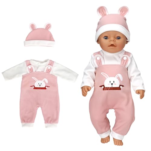 KERANEET Kleidung Outfits für Baby Puppen Puppenkleidung 35-43 cm Baby Born Kleidung Puppenzubehör mit Hut Langarm Hose Geschenk für Kinder Mädchen Jungen - Hasen von KERANEET