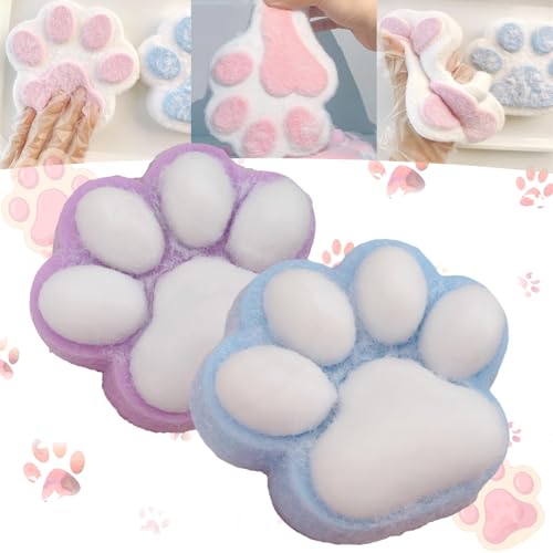 Cute Cat Paw Squishy,5.5In Giant Cat Paw Squishy Jumbo,Handmade Squishy Big Cat Paw,Kawaii Squishy Big Cat Paw Silicone Squeeze Toys,Novelty Jelly Soft Cat Claw Squeeze Toy for Kids(2PCS-C) von KERLYING