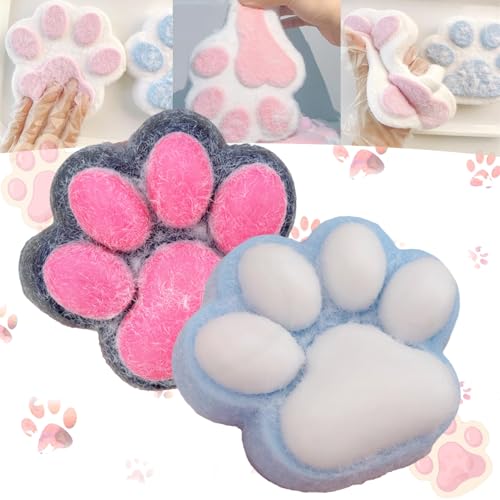 Cute Cat Paw Squishy,5.5In Giant Cat Paw Squishy Jumbo,Handmade Squishy Big Cat Paw,Kawaii Squishy Big Cat Paw Silicone Squeeze Toys,Novelty Jelly Soft Cat Claw Squeeze Toy for Kids(2PCS-F) von KERLYING