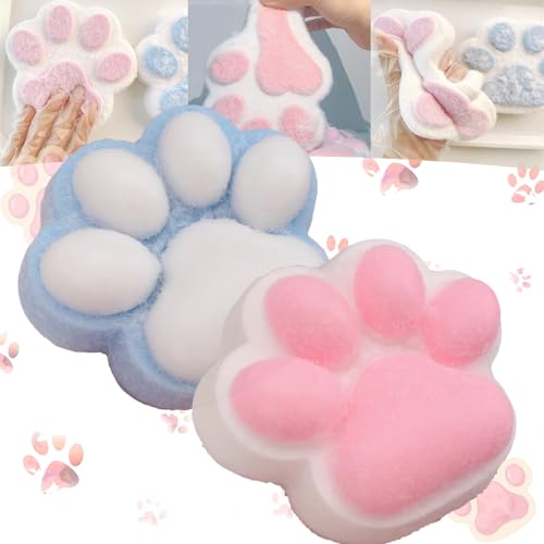 Cute Cat Paw Squishy,5.5In Giant Cat Paw Squishy Jumbo,Handmade Squishy Big Cat Paw,Kawaii Squishy Big Cat Paw Silicone Squeeze Toys,Novelty Jelly Soft Cat Claw Squeeze Toy for Kids(2PCS-G) von KERLYING