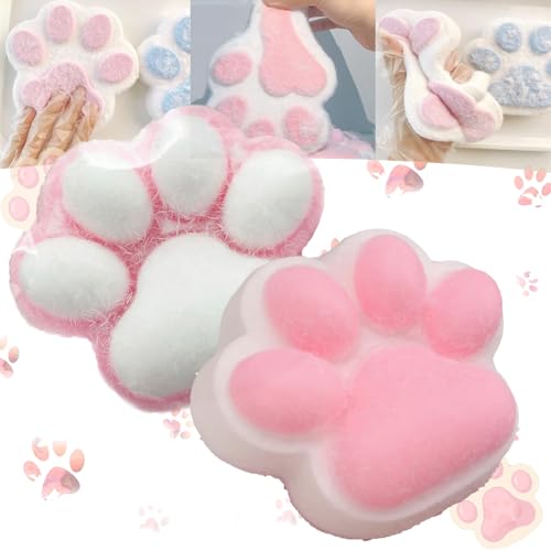 Cute Cat Paw Squishy,5.5In Giant Cat Paw Squishy Jumbo,Handmade Squishy Big Cat Paw,Kawaii Squishy Big Cat Paw Silicone Squeeze Toys,Novelty Jelly Soft Cat Claw Squeeze Toy for Kids(2PCS-I) von KERLYING