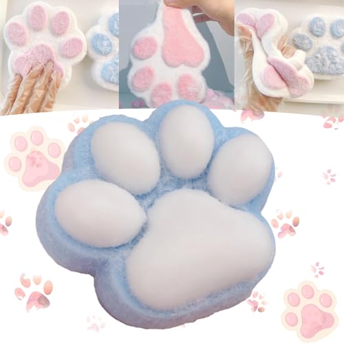 Cute Cat Paw Squishy,5.5In Giant Cat Paw Squishy Jumbo,Handmade Squishy Big Cat Paw,Kawaii Squishy Big Cat Paw Silicone Squeeze Toys,Novelty Jelly Soft Cat Claw Squeeze Toy for Kids(Blue) von KERLYING