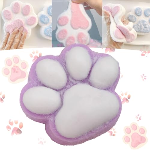 Cute Cat Paw Squishy,5.5In Giant Cat Paw Squishy Jumbo,Handmade Squishy Big Cat Paw,Kawaii Squishy Big Cat Paw Silicone Squeeze Toys,Novelty Jelly Soft Cat Claw Squeeze Toy for Kids(Purple) von KERLYING