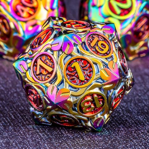 KERWELLSI DND-Würfel-Set aus Metall, 7-teilig, Naturranken, Blätter, Rollenspiel-Würfel mit Geschenk-Box, Regenbogen-rote Dungeons Dragons, D und D, Spielwürfel D20, D12, D10, D8, D6, D4 KERWELLSI DND-Würfel-Set aus Metall, 7-teilig, Naturranken, Blätter, Rollenspiel-Würfel mit Geschenk-Box, Regenbogen-rote Dungeons Dragons, D und D, Spielwürfel D20, D12, D10, D8, D6, D4 von KERWELLSI