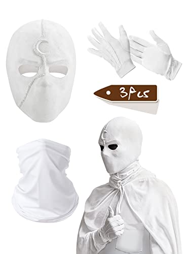 KESOCORAY Mondmaske Latexhelm Ritter Set weiße Handschuhe Halsmaske Helm Cosplay Kostüm Maske Halloween Maskerade Requisite, Weiß, 3er Set, teens and adults von KESOCORAY