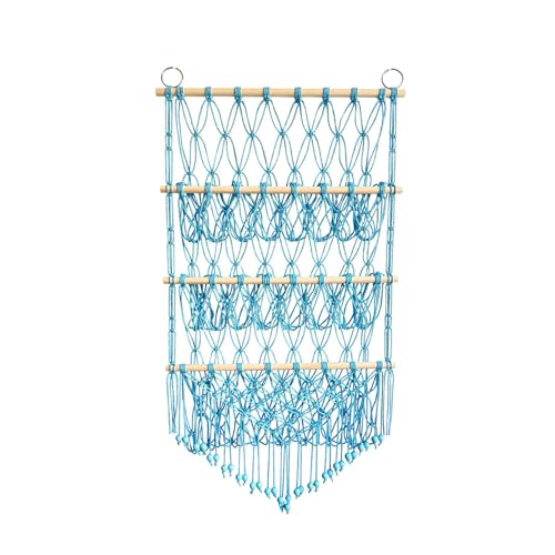 KESOTO Montiert Makramee Spielzeug Veranstalter Kinder Spielzeug Rack Hand-Woven Hängen Veranstalter, Blau von KESOTO