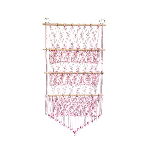 KESOTO Montiert Makramee Spielzeug Veranstalter Kinder Spielzeug Rack Hand-Woven Hängen Veranstalter, Rosa von KESOTO