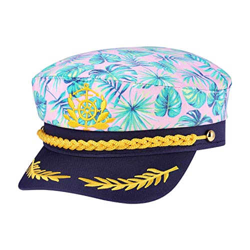 KESYOO Yacht Kapitänsmützen Stickerei Seemann Kostüm Kappe Hut für Damen Herren Rosa Navy Marine Admiral Cap Hut von KESYOO