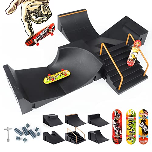 KETIEE Mini Finger Skateboard Ramp,Skate Park Deck Truck Board Ramp Kit,Fingerboard Rampe,Fingerskateboard mit Rampen,Fingerspielzeug Lernspielzeug Geschenke für Kinder von KETIEE