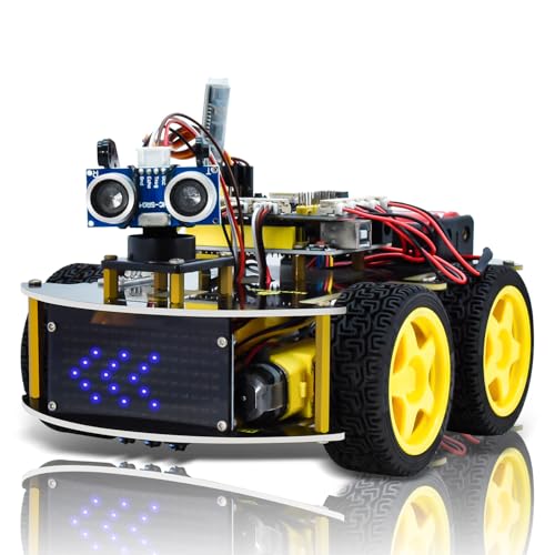 KEYESTUDIO 4WD Programmable Smart Car Robot Starter Learning DIY Kit for Arduino Electronics Programming Project STEM Educational Robotics Science Assembly Set von KEYESTUDIO