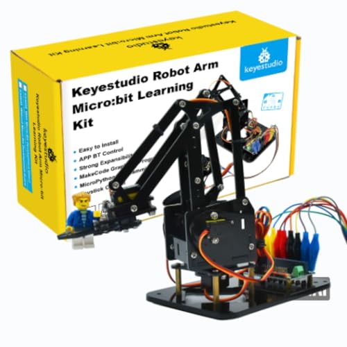 KEYESTUDIO BBC Micro:bit 4-DOF Robot Arm Kit (Exclude Microbit V2), STEM Education Kit with MakeCode/Python Coding for Programming Learning of Teenagers von KEYESTUDIO