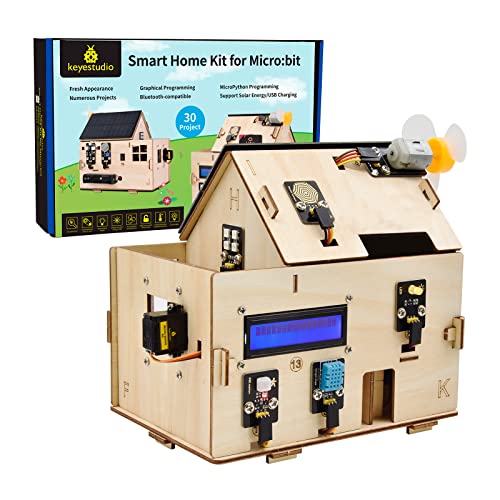 KEYESTUDIO BBC Micro:bit IoT Smart Home Starter Kit für Microbit V2 mit 13 Projekten PDF Tutorials (Micro Bit Nicht enthalten), Code und Python für BBC Micro bit programmierbar Machen von KEYESTUDIO