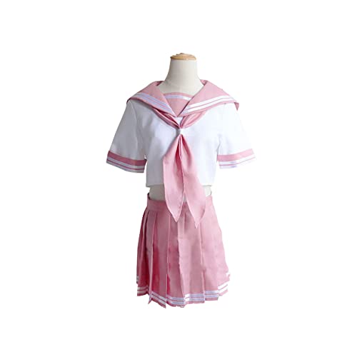 Anime Astolfo Cosplay Kostüm Pink JK School Uniform Seemann Kleid,S-Pink von KEYGEM