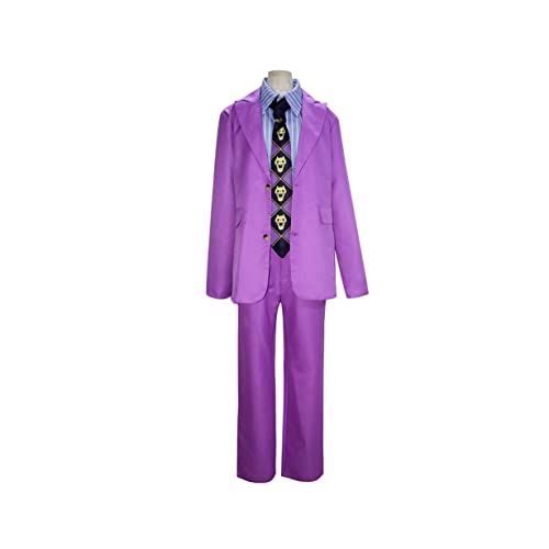 Anime Kira Yoshikage Cosplay Kostüm Purple Copfhosen Hemd 4 -teilige Set,3XL-Purple von KEYGEM