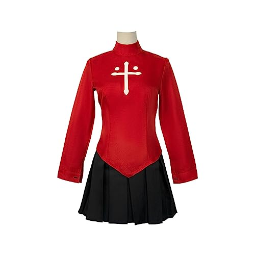 Anime Tohsaka Rin Cosplay Kostüm Halloween Party Uniform Kleid Outfits,M-Red von KEYGEM