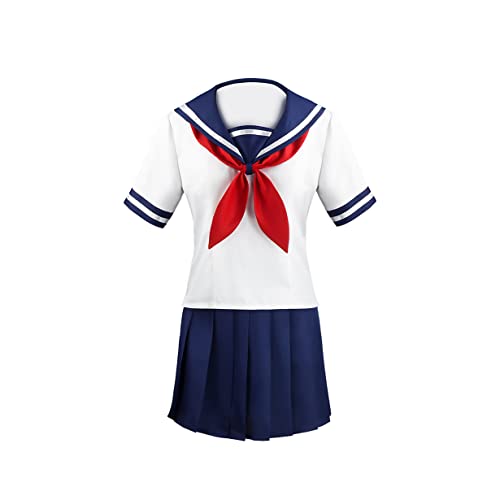 Ayano Aishi Cosplay Kostüm JK School Uniform Seemann Anzug Blue Falten -Rock Set,S-Set von KEYGEM