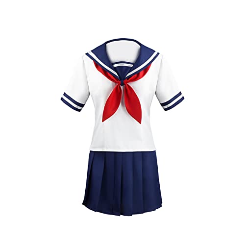 Ayano Aishi Cosplay Kostüm JK School Uniform Seemann Anzug Blue Falten -Rock Set,XL-Set von KEYGEM