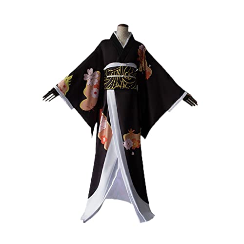 Kibutsuji Muzan Cosplay Kostüm Kimono Kleid Schwarze Uniform Outfits Volles Set,XL-Black von KEYGEM