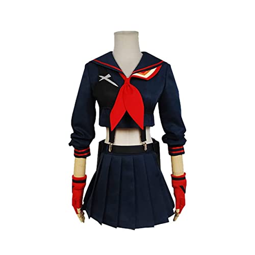 Matoi Ryuko Cosplay Kostüm Blauer Seemann Anzug Halloween Party Uniform,Blue-3XL von KEYGEM