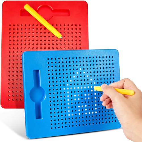 2 Stück Magnetische Zeichenbretter, Magnet Stahlkugel Zeichenbrett mit Stift, Kleine Magnetisches Zeichentablett für Kinder, Lernspielzeug für Kinder ab 3 Jahre von KFDDRN