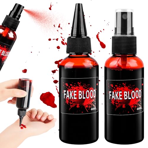 Halloween Kunstblut 60 ml, 2 Stuck Fake Blood, Film Blut, Vampirblut. Zombieblut, für Karneval, Film, Theater, Unheil, simulierte Wunden (waschbar und sicher) von KFDDRN