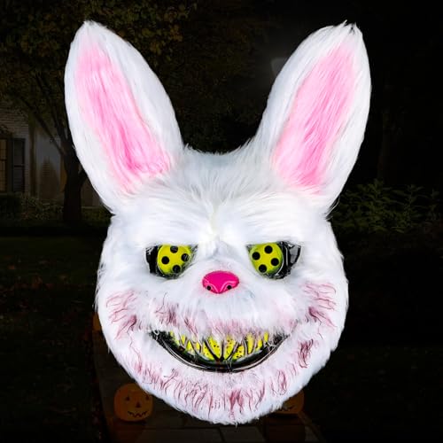 Halloween Hase,Halloween Hasenmaske, Gruselige Masken Horror Maske Für Erwachsene Kinder Für Halloween Karneval Cosplay Maskerade, Blutige Hasenmaske von KFDDRN