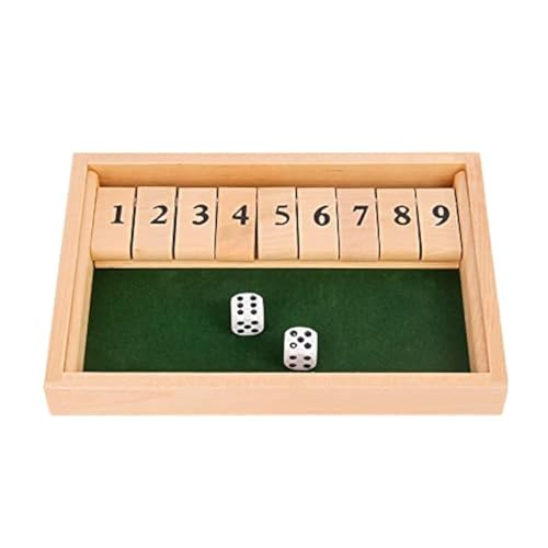 Shut The Box Game | Wooden Double Shutter Spiel | Schließen Sie die Box, Brettwürfelspiel mit 9-Zahlen-Deckel für Kinder Erwachsene Familien von KFDDRN