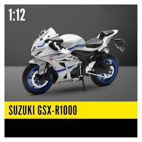 KFHBNI Sammlermodelle von Spielzeugautos 1/12 Suzuki GSX-R1000RR L7 Spielzeugmotorrad RMZ City Diecast Metallmodell 1:12 Racing Sport Miniatursammlung Geschenk für Jungen(White) von KFHBNI