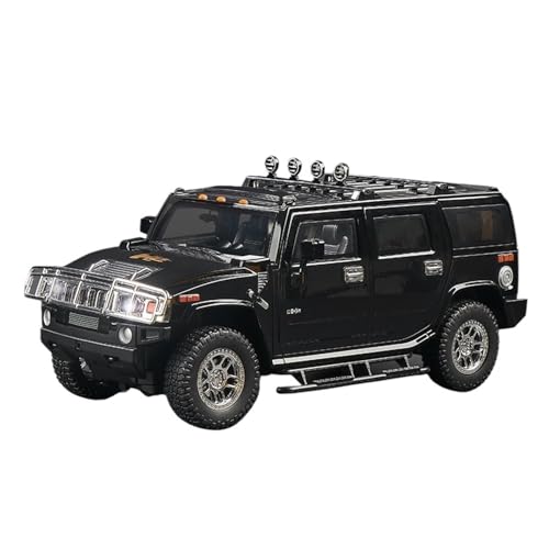 KFHBNI Sammlermodelle von Spielzeugautos 1/18 H2 Highway 61 SUV-Legierungsautomodell aus Druckgussmetallspielzeug Geländewagenautomodellsimulation Ton und Licht Kindergeschenk(Black) von KFHBNI