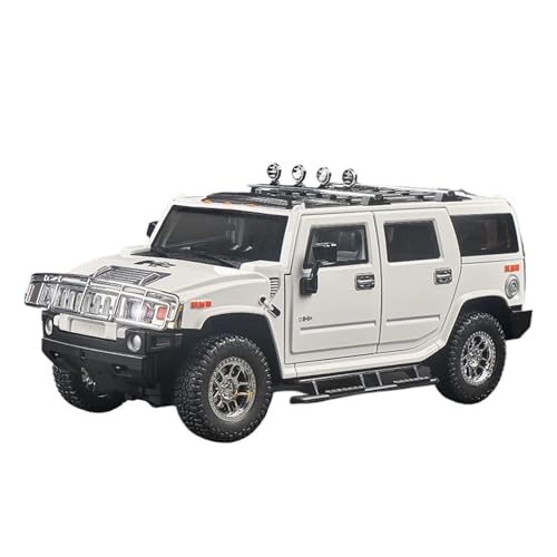 KFHBNI Sammlermodelle von Spielzeugautos 1/18 H2 Highway 61 SUV-Legierungsautomodell aus Druckgussmetallspielzeug Geländewagenautomodellsimulation Ton und Licht Kindergeschenk(White) von KFHBNI