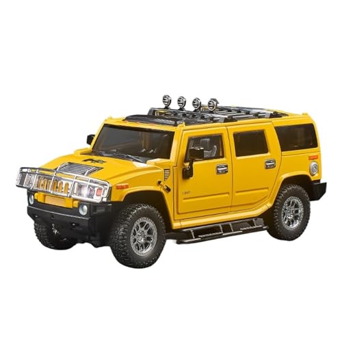 KFHBNI Sammlermodelle von Spielzeugautos 1/18 H2 Highway 61 SUV-Legierungsautomodell aus Druckgussmetallspielzeug Geländewagenautomodellsimulation Ton und Licht Kindergeschenk(Yellow) von KFHBNI