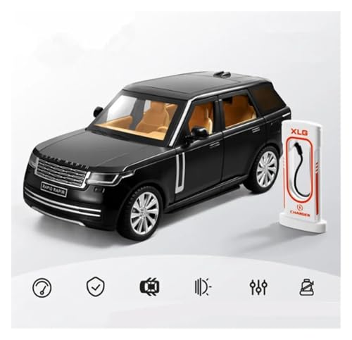 KFHBNI Sammlermodelle von Spielzeugautos 1/24 SUV Legierung Automodell Druckguss Metall Geländewagen Automodell Sound Licht Simulation Sammlung Kinderspielzeug Geschenk(Black) von KFHBNI