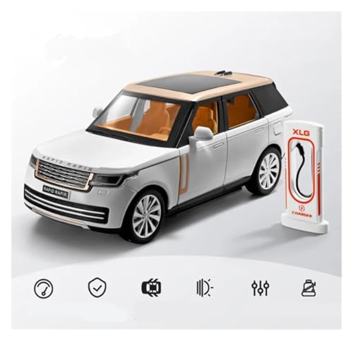 KFHBNI Sammlermodelle von Spielzeugautos 1/24 SUV Legierung Automodell Druckguss Metall Geländewagen Automodell Sound Licht Simulation Sammlung Kinderspielzeug Geschenk(White) von KFHBNI