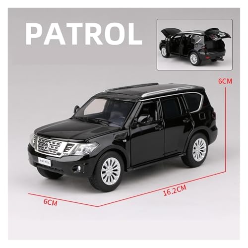 KFHBNI Sammlermodelle von Spielzeugautos 1/32 Nissan Patrol SUV Spielzeugauto JKM 1:32 Diecast Miniaturmodell Türen zu öffnende Sound & Light Collection Zurückziehen Geschenk für Jungen(Black) von KFHBNI