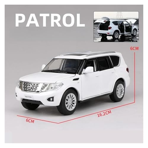 KFHBNI Sammlermodelle von Spielzeugautos 1/32 Nissan Patrol SUV Spielzeugauto JKM 1:32 Diecast Miniaturmodell Türen zu öffnende Sound & Light Collection Zurückziehen Geschenk für Jungen(White) von KFHBNI