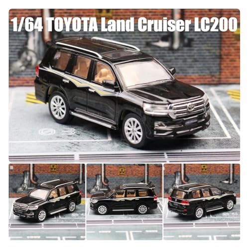 KFHBNI Sammlermodelle von Spielzeugautos 1/64 Toyota Land Cruiser LC200 Miniaturmodell JKM 1/64 Premium SUV Spielzeugauto Fahrzeug Freiräder Druckgusslegierung Sammlung Geschenk(Black) von KFHBNI