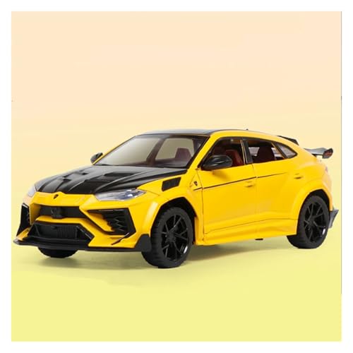 KFHBNI Sammlermodelle von Spielzeugautos 1:24 Urus SUV-Legierung, modifiziertes Sportwagenmodell, Druckguss-Metall-Geländewagenmodell, Simulation von Ton und Licht, Kinderspielzeuggeschenk(Yellow) von KFHBNI