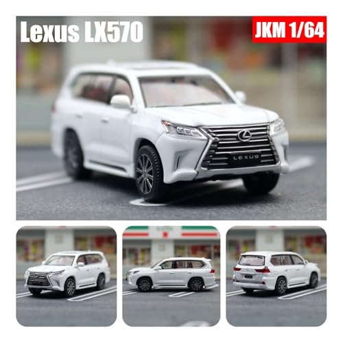 KFHBNI Sammlermodelle von Spielzeugautos 1:64 Lexus LX600 Miniaturmodell JKM 1/64 Premium SUV Spielzeugauto Fahrzeug Freiräder Druckguss Zinklegierung Metall Sammlung Geschenk(Lexus LX570 White) von KFHBNI