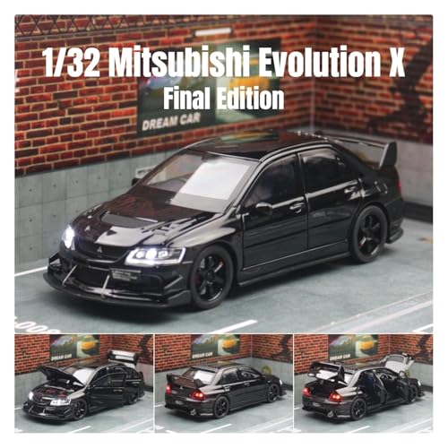 Sammlermodelle von Spielzeugautos 1/32 Mitsubishi Lancer EVO Final Edition JDM Racing Spielzeugauto Modell Druckguss Metall Miniatur Sammlung Geschenk für Kinder Jungen(Black) von KFHBNI