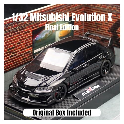 Sammlermodelle von Spielzeugautos 1/32 Mitsubishi Lancer EVO Final Edition JDM Racing Spielzeugauto Modell Druckguss Metall Miniatur Sammlung Geschenk für Kinder Jungen(Black with Box) von KFHBNI