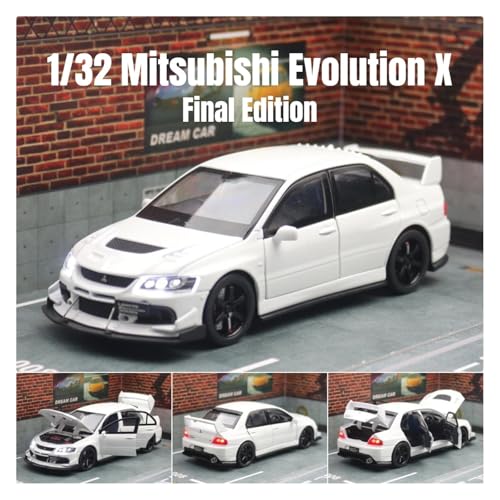 Sammlermodelle von Spielzeugautos 1/32 Mitsubishi Lancer EVO Final Edition JDM Racing Spielzeugauto Modell Druckguss Metall Miniatur Sammlung Geschenk für Kinder Jungen(White) von KFHBNI