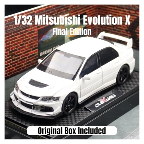 Sammlermodelle von Spielzeugautos 1/32 Mitsubishi Lancer EVO Final Edition JDM Racing Spielzeugauto Modell Druckguss Metall Miniatur Sammlung Geschenk für Kinder Jungen(White with Box) von KFHBNI