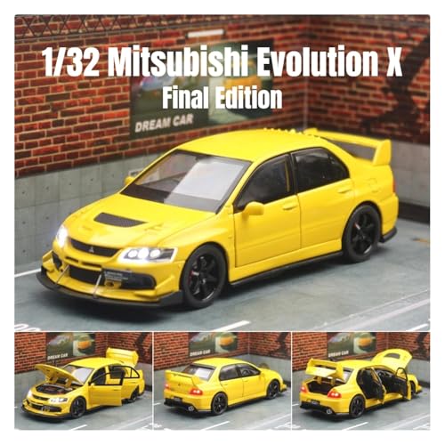 Sammlermodelle von Spielzeugautos 1/32 Mitsubishi Lancer EVO Final Edition JDM Racing Spielzeugauto Modell Druckguss Metall Miniatur Sammlung Geschenk für Kinder Jungen(Yellow) von KFHBNI