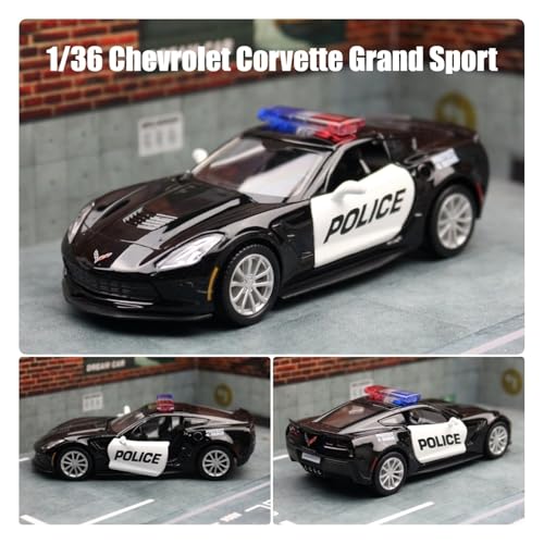 Sammlermodelle von Spielzeugautos 1/36 Chevrolet Corvette C6-R Spielzeugauto Modell für Kinder RMZ City Diecast Racing Miniatur Pull Back Collection Geschenk für Kinder Jungen(Blue) von KFHBNI