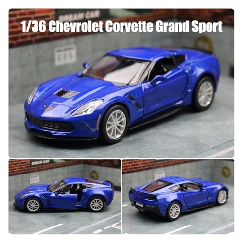 Sammlermodelle von Spielzeugautos 1/36 Chevrolet Corvette C6-R Spielzeugauto Modell für Kinder RMZ City Diecast Racing Miniatur Pull Back Collection Geschenk für Kinder Jungen(Green) von KFHBNI