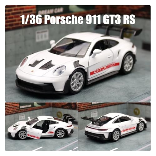 Sammlermodelle von Spielzeugautos 1/36 Porsche 911 GT3 RS Spielzeugauto Modell für Kinder RMZ City Miniatur Racing Free Wheels Pull Back Diecast Metal Collection Geschenk(Black) von KFHBNI