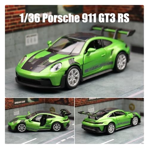 Sammlermodelle von Spielzeugautos 1/36 Porsche 911 GT3 RS Spielzeugauto Modell für Kinder RMZ City Miniatur Racing Free Wheels Pull Back Diecast Metal Collection Geschenk(Red) von KFHBNI