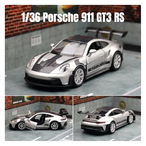 Sammlermodelle von Spielzeugautos 1/36 Porsche 911 GT3 RS Spielzeugauto Modell für Kinder RMZ City Miniatur Racing Free Wheels Pull Back Diecast Metal Collection Geschenk(Yellow) von KFHBNI