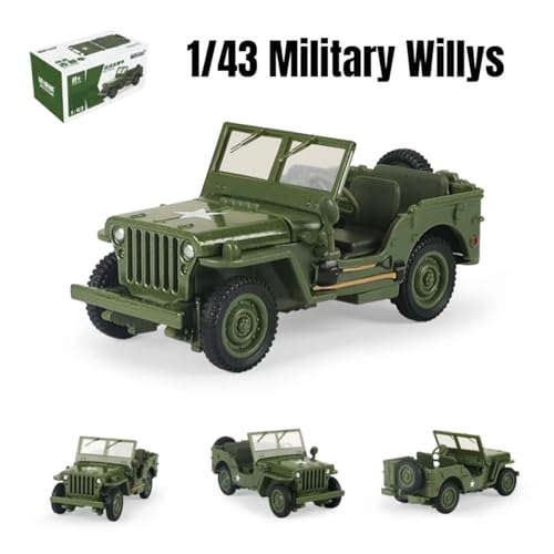 Sammlermodelle von Spielzeugautos 1/43 Willys Militärarmeefahrzeug Miniaturmodell Zinklegierung Spielzeugauto Freie Räder Druckguss Metall Sammlung Geschenk für Kinder von KFHBNI